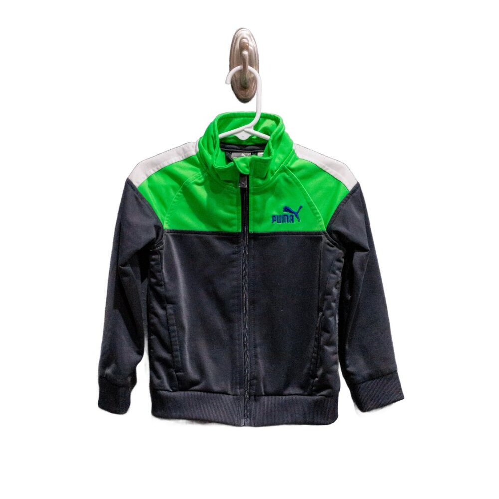 Puma Green and Gray Zip-Up Sweatshirt, Size 3T